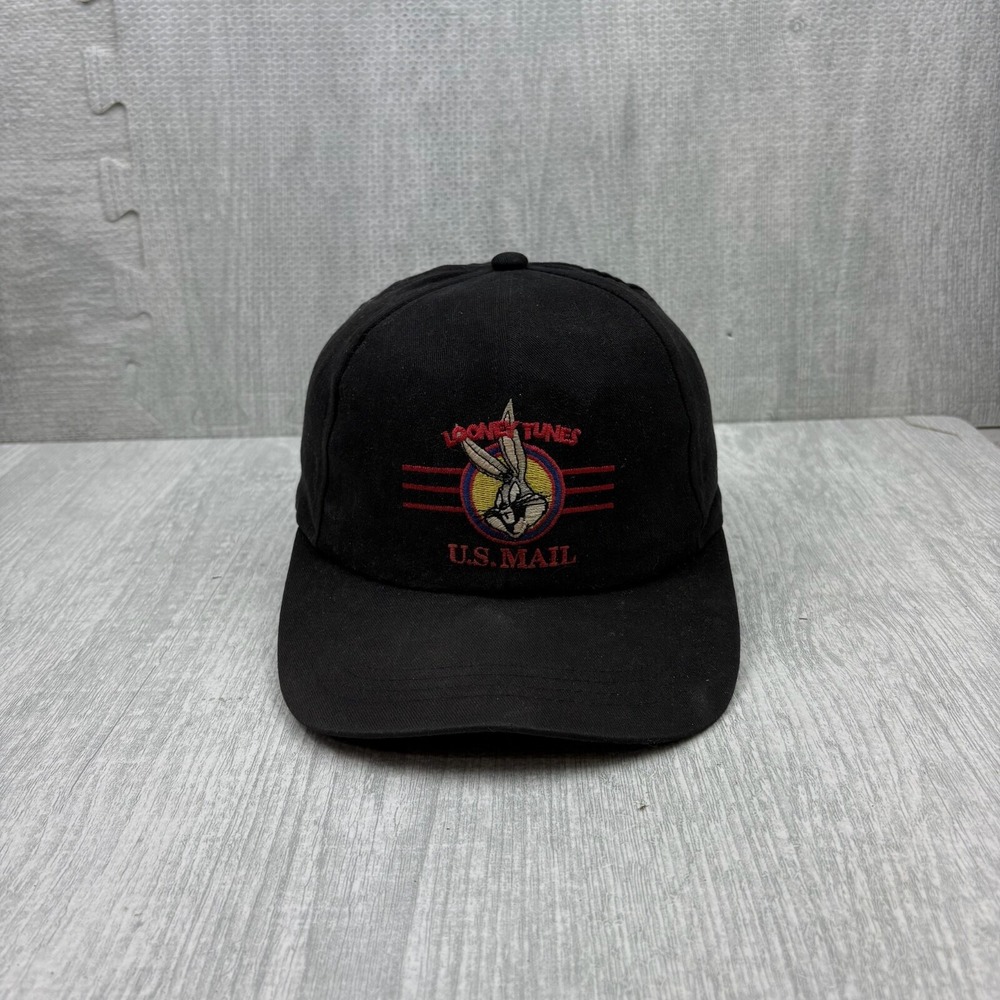 Vintage Looney Tunes Hat Cap Snapback Black US Mail Embroidered‎ Logo Cartoon